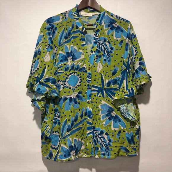 Vera for Anthropologie Valley Flutter-Sleeved Buttondown Multicolor Size XL - Picture 6 of 10